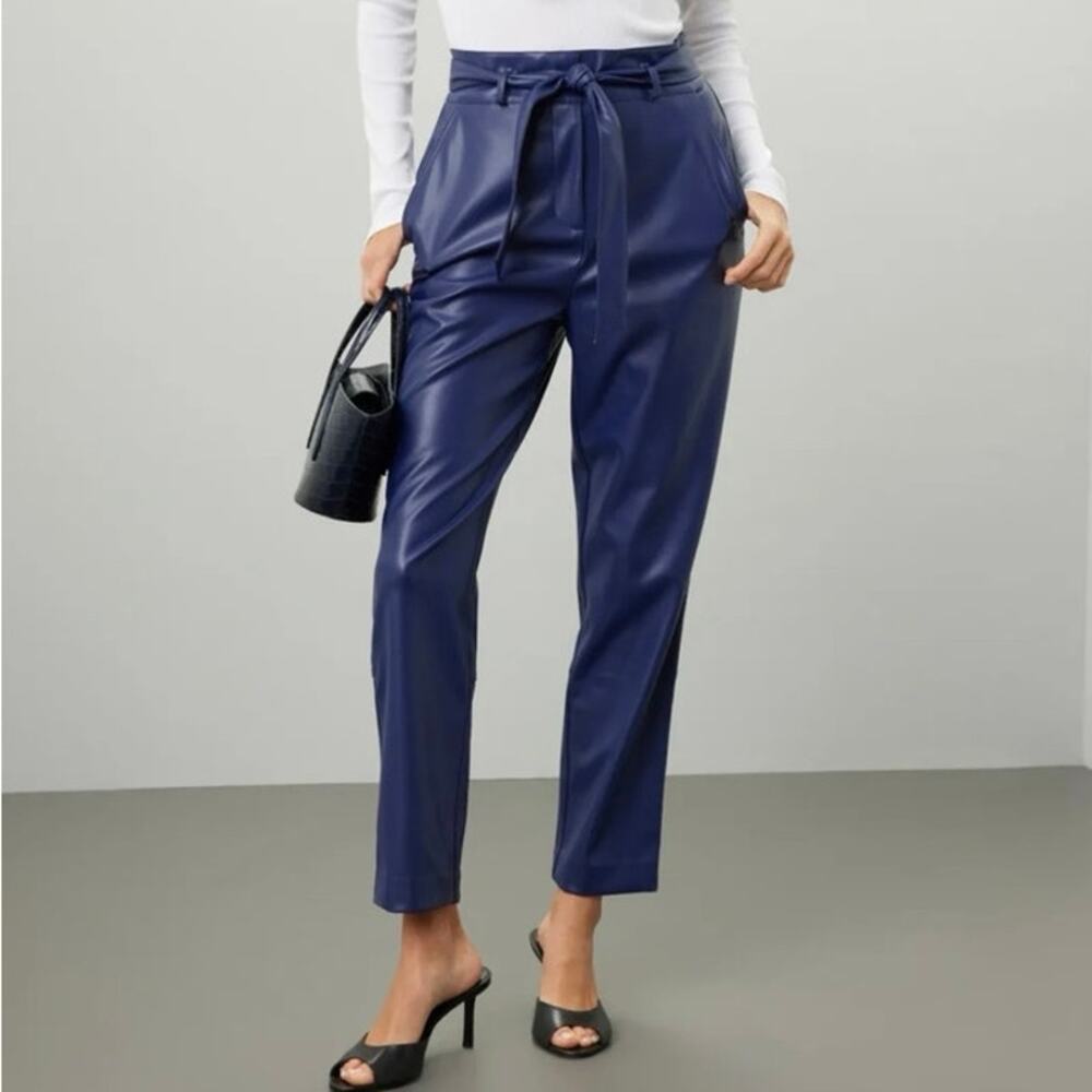 Peter Som Belted Faux Leather Pants Size 6
